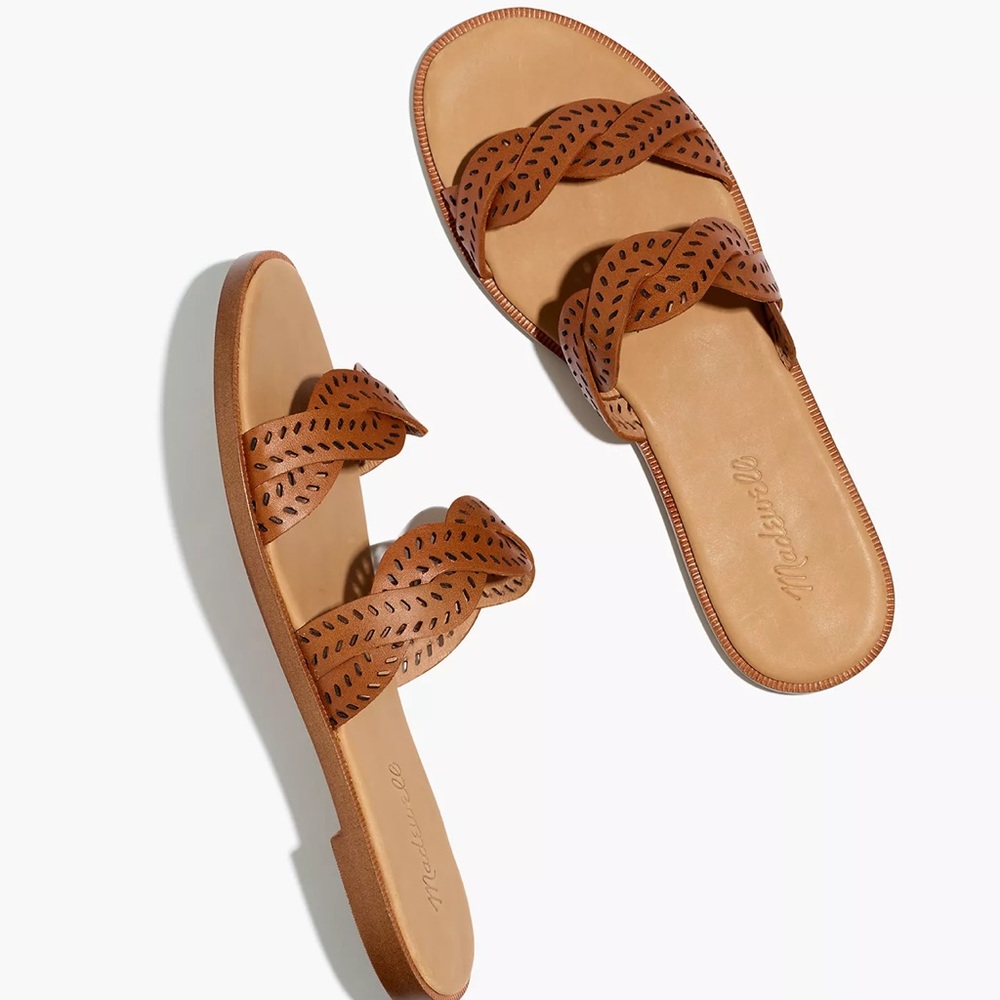 Madewell Cora Slide Sandal in Perforated Leather
